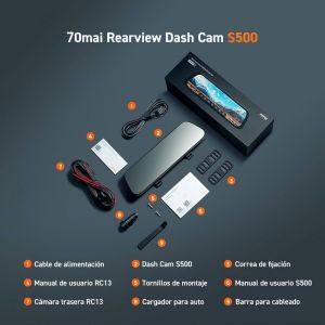 Відеореєстратор-дзеркало 70mai Rearview Dash Cam S500