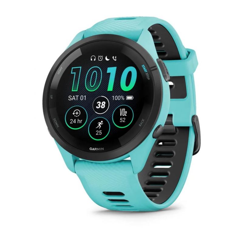 Garmin Forerunner 265 з чорним безелем, корпусом кольору аква та силіконовим ремінцем аква/чорний ― ForActive