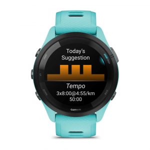 Garmin Forerunner 265 з чорним безелем, корпусом кольору аква та силіконовим ремінцем аква/чорний