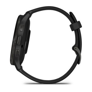 Garmin Venu 3 зі сланцевим сталевим безелем, чорним корпусом та чорним силіконовим ремінцем