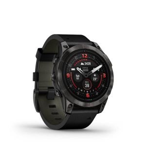 Garmin Epix Pro gen 2 Sapphire Edition 47 мм титановий сірий карбон DLC з чорним шкіряним ремінцем