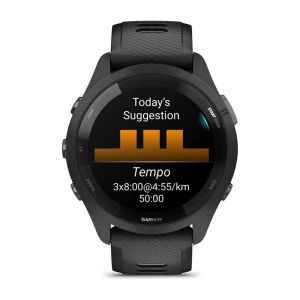 Garmin Forerunner 265 з чорним корпусом та чорним/сірим силіконовим ремінцем