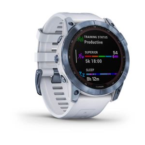 Garmin fenix 7X Sapphire Solar титановий DLC кольору синій мінерал з білим ремінцем