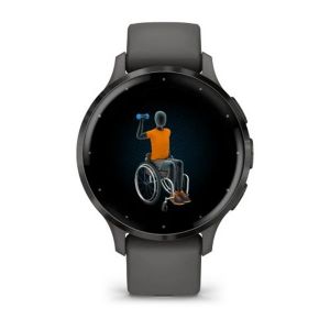 Garmin Venu 3S зі сланцевим сталевим безелем, сірим корпусом та силіконовим ремінцем