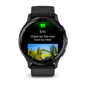 Garmin Venu 3 зі сланцевим сталевим безелем, чорним корпусом та чорним силіконовим ремінцем