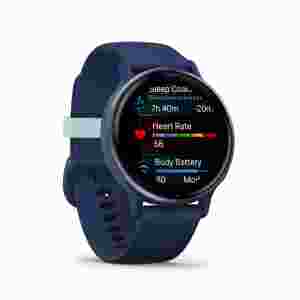 Garmin vivoactive 5 з алюмінієвим безелем синій металік, темно-синім корпусом та силіконовим ремінцем