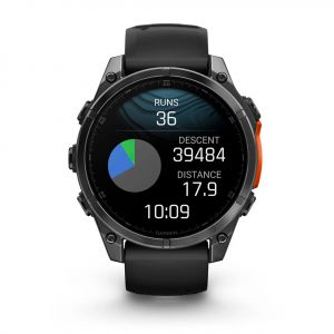 Garmin Fenix 8 47мм AMOLED Slate grey з чорним силіконовим ремінцем