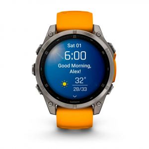 Garmin Fenix 8  47мм AMOLED Sapphire Titanium з помаранчево графітовим силіконовим ремінцем