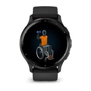 Garmin Venu 3 зі сланцевим сталевим безелем, чорним корпусом та чорним силіконовим ремінцем