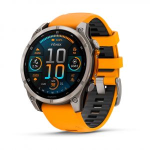 Garmin Fenix 8  47мм AMOLED Sapphire Titanium з помаранчево графітовим силіконовим ремінцем