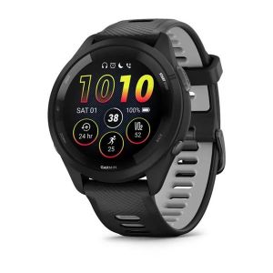 Garmin Forerunner 265 з чорним корпусом та чорним/сірим силіконовим ремінцем