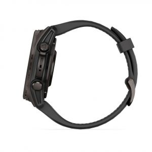 Garmin Fenix 8  43мм AMOLED Sapphire Carbon Grey DLC Titanium з чорнo-сірим силіконовим ремінцем