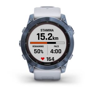 Garmin fenix 7X Sapphire Solar титановий DLC кольору синій мінерал з білим ремінцем