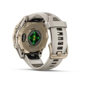 Garmin Fenix 8 43мм AMOLED Sapphire Soft Gold з Fog Gray/Dark Sandstone силіконовим ремінцем