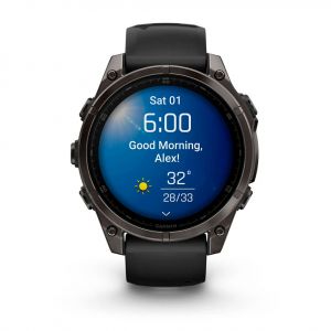 Garmin Fenix 8  47мм AMOLED Sapphire Carbon Grey DLC Titanium з чорно-сірим силіконовим ремінцем