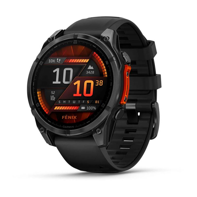 Garmin Fenix 8 47мм AMOLED Slate grey з чорним силіконовим ремінцем ― ForActive