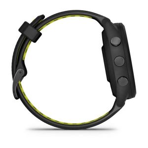 Garmin Forerunner 265S з чорним корпусом та чорним/жовтим силіконовим ремінцем