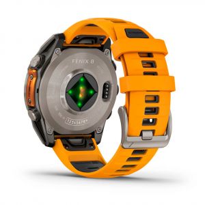 Garmin Fenix 8  47мм AMOLED Sapphire Titanium з помаранчево графітовим силіконовим ремінцем