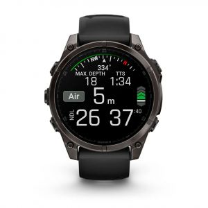 Garmin Fenix 8  47мм AMOLED Sapphire Carbon Grey DLC Titanium з чорно-сірим силіконовим ремінцем