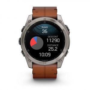 Garmin Fenix 8  51мм AMOLED Sapphire Titanium з каштановим шкіряним ремінцем