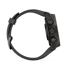 Garmin Fenix 8  43мм AMOLED Sapphire Carbon Grey DLC Titanium з чорнo-сірим силіконовим ремінцем