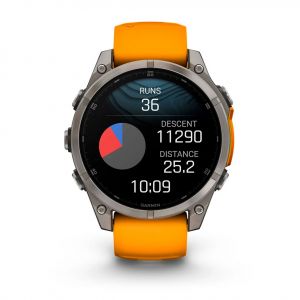 Garmin Fenix 8  47мм AMOLED Sapphire Titanium з помаранчево графітовим силіконовим ремінцем