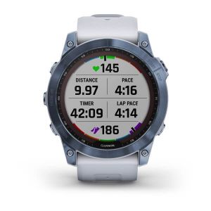 Garmin fenix 7X Sapphire Solar титановий DLC кольору синій мінерал з білим ремінцем