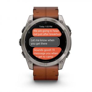 Garmin Fenix 8  51мм AMOLED Sapphire Titanium з каштановим шкіряним ремінцем