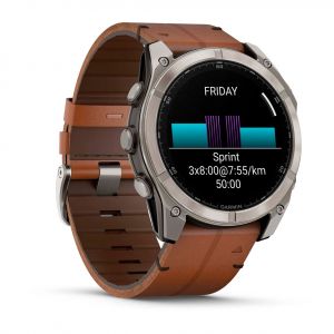 Garmin Fenix 8  51мм AMOLED Sapphire Titanium з каштановим шкіряним ремінцем