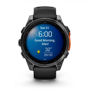 Garmin Fenix 8 47мм AMOLED Slate grey з чорним силіконовим ремінцем