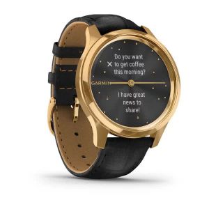 Garmin vivomove Luxe золотавий 24K з чорним ремінцем з італійської шкіри