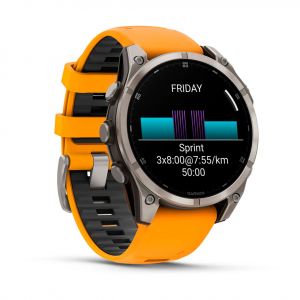 Garmin Fenix 8  47мм AMOLED Sapphire Titanium з помаранчево графітовим силіконовим ремінцем