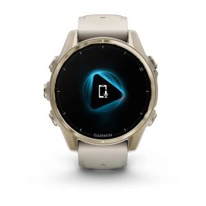 Garmin Fenix 8 43мм AMOLED Sapphire Soft Gold з Fog Gray/Dark Sandstone силіконовим ремінцем