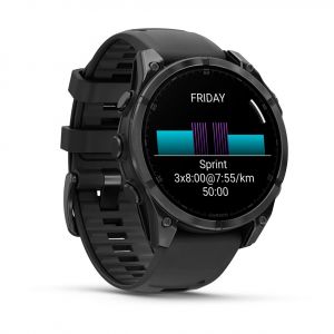 Garmin Fenix 8 47мм AMOLED Slate grey з чорним силіконовим ремінцем