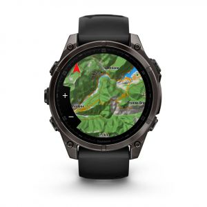 Garmin Fenix 8  47мм AMOLED Sapphire Carbon Grey DLC Titanium з чорно-сірим силіконовим ремінцем