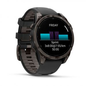 Garmin Fenix 8  47мм AMOLED Sapphire Carbon Grey DLC Titanium з чорно-сірим силіконовим ремінцем