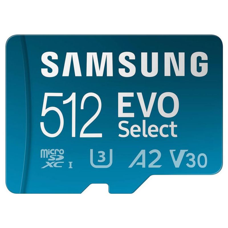 Карта пам'яті Samsung 512 GB microSDXC UHS-I U3 V30 A2 EVO Select + SD Adapter ― ForActive
