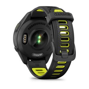 Garmin Forerunner 265S з чорним корпусом та чорним/жовтим силіконовим ремінцем