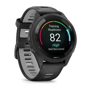 Garmin Forerunner 265 з чорним корпусом та чорним/сірим силіконовим ремінцем