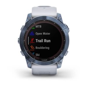 Garmin fenix 7X Sapphire Solar титановий DLC кольору синій мінерал з білим ремінцем