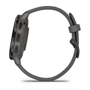 Garmin Venu 3S зі сланцевим сталевим безелем, сірим корпусом та силіконовим ремінцем