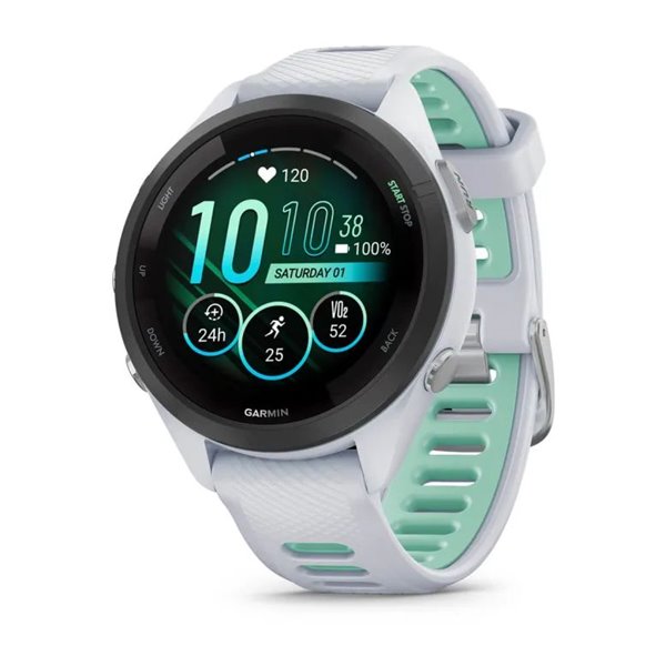 Garmin Forerunner 265S з чорним безелем, білим корпусом та силіконовим ремінцем білий/Neo Tropic ― ForActive