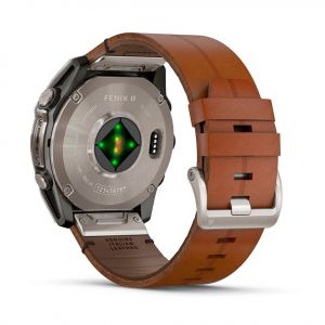 Garmin Fenix 8  51мм AMOLED Sapphire Titanium з каштановим шкіряним ремінцем