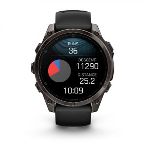 Garmin Fenix 8  47мм AMOLED Sapphire Carbon Grey DLC Titanium з чорно-сірим силіконовим ремінцем