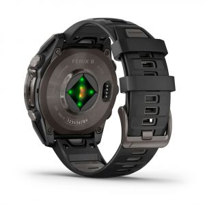 Garmin Fenix 8  47мм AMOLED Sapphire Carbon Grey DLC Titanium з чорно-сірим силіконовим ремінцем