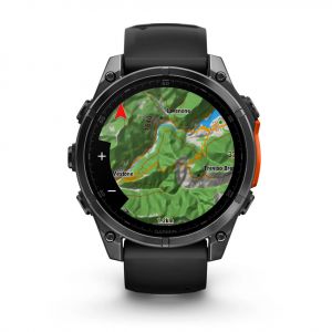 Garmin Fenix 8 47мм AMOLED Slate grey з чорним силіконовим ремінцем