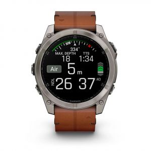 Garmin Fenix 8  51мм AMOLED Sapphire Titanium з каштановим шкіряним ремінцем