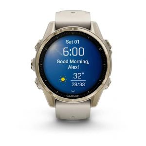 Garmin Fenix 8 43мм AMOLED Sapphire Soft Gold з Fog Gray/Dark Sandstone силіконовим ремінцем