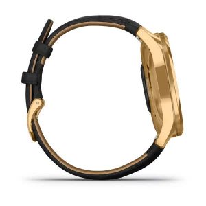 Garmin vivomove Luxe золотавий 24K з чорним ремінцем з італійської шкіри