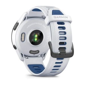 Garmin Forerunner 265 з чорним безелем, білим корпусом та білим/синім силіконовим ремінцем